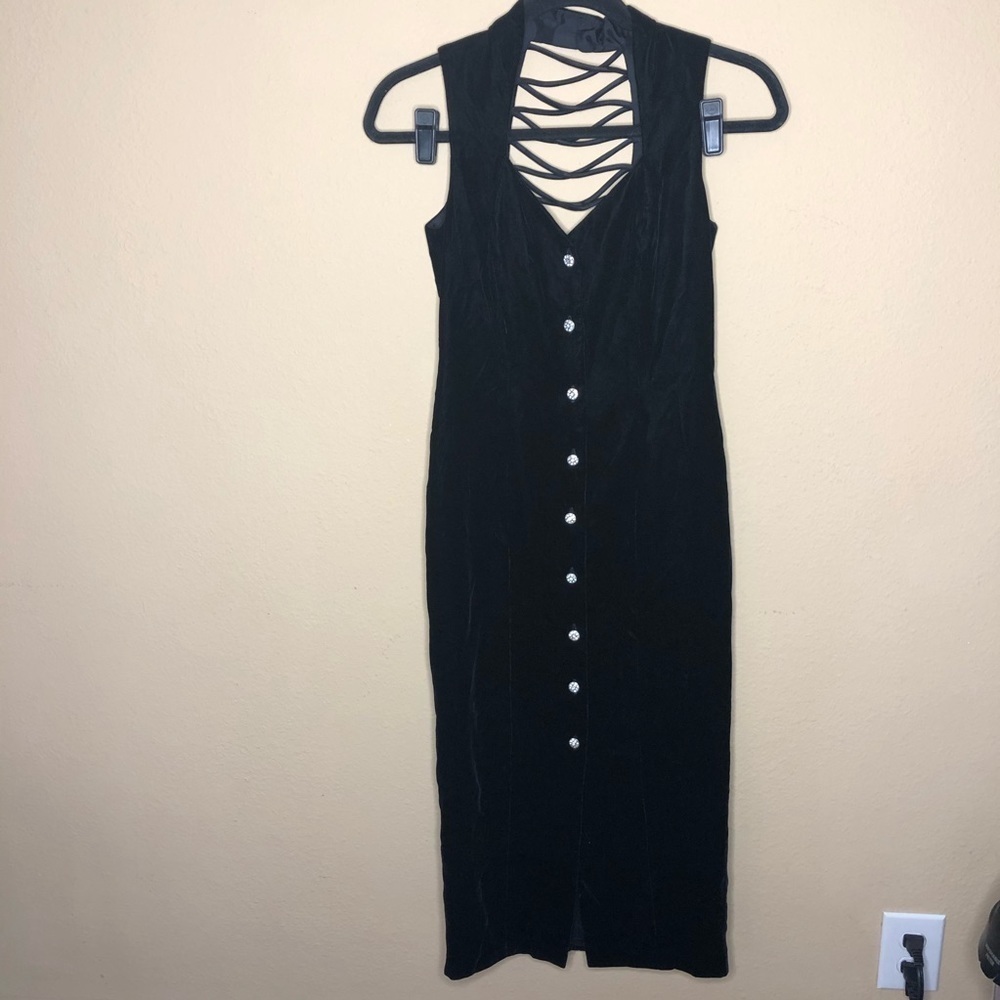 Vintage Black Velvet Cocktail Dress Size 2